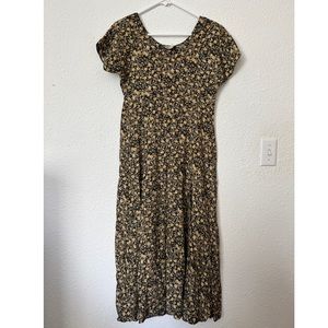 Vintage All That Jazz Yellow and Green Floral Dress